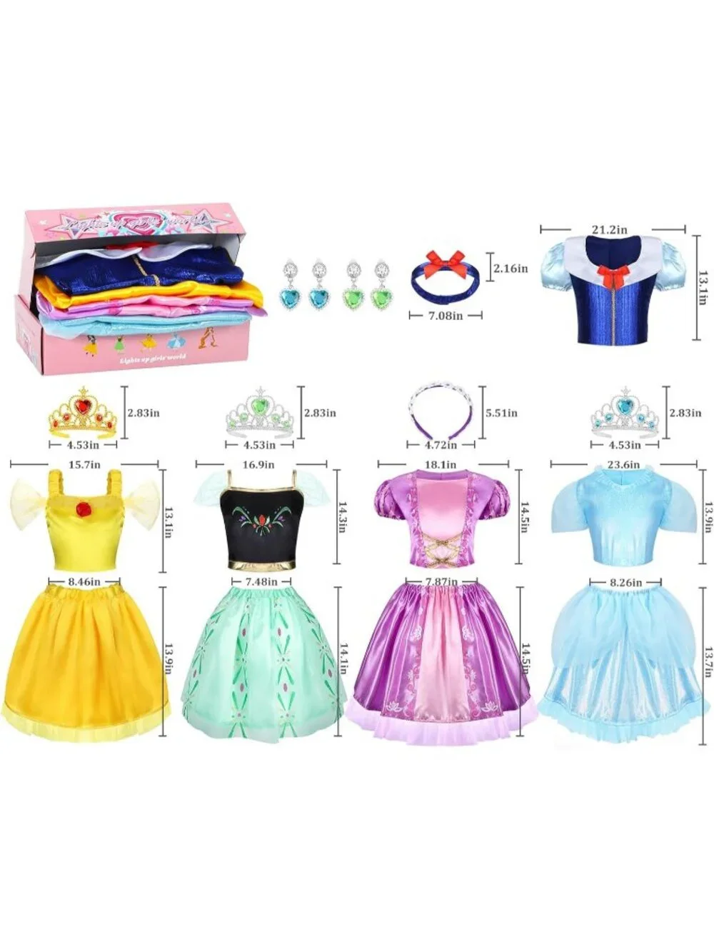 Princess Dress Up Costume Set for Toddler Girls Role Play Toys Gift - Purple